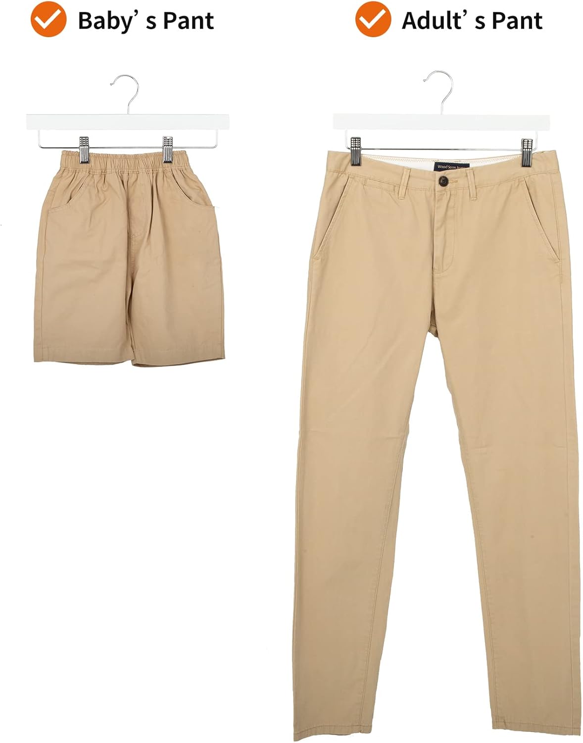 Durable Wooden Hangers with Clips - White, 10-Pack