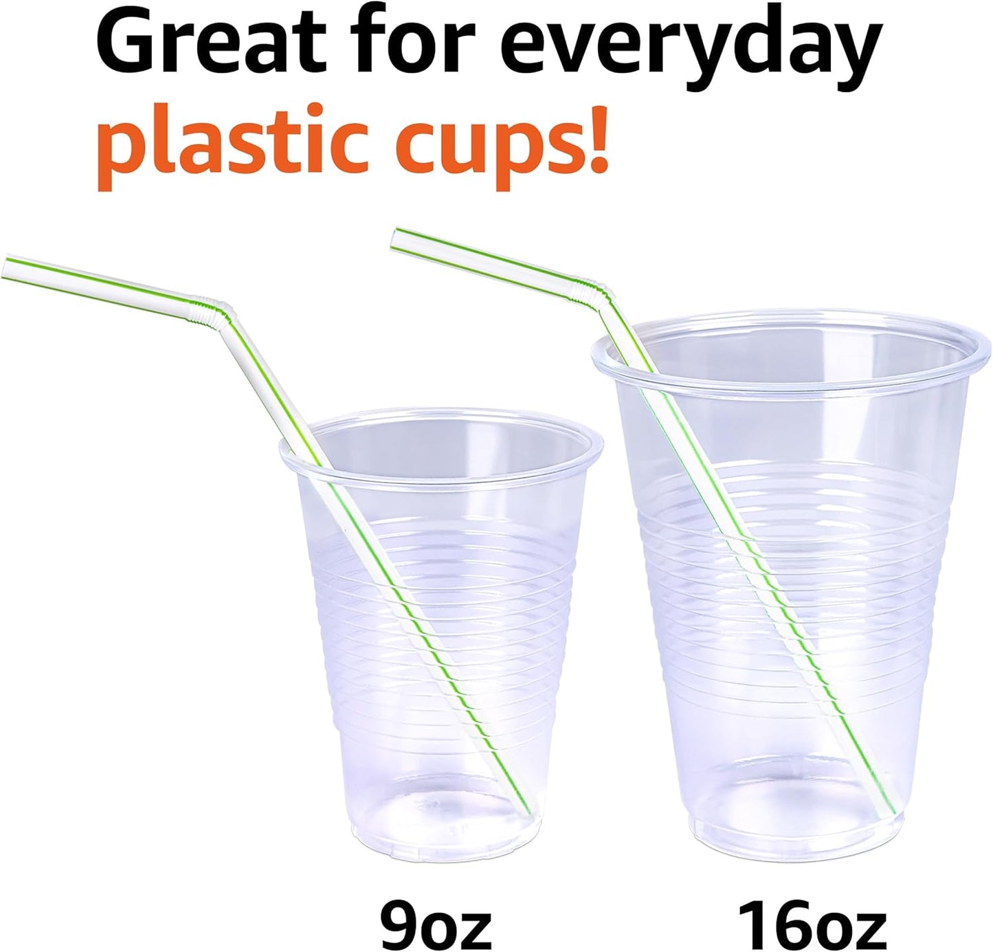 Disposable Striped Plastic Flex Straws - 10 Count