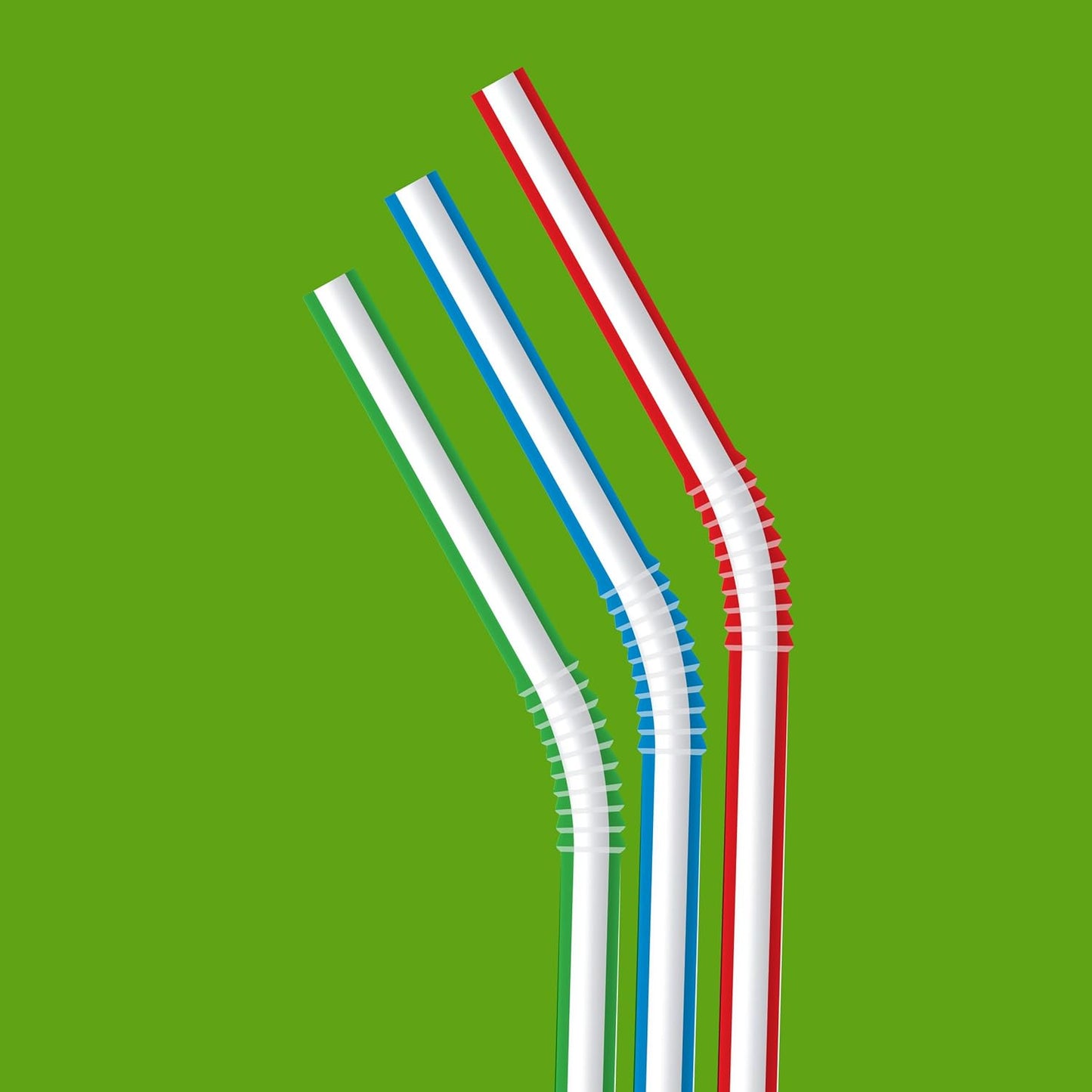 Disposable Striped Plastic Flex Straws - 10 Count