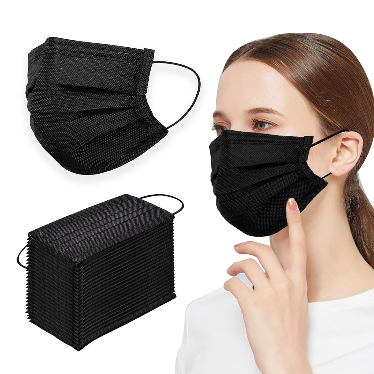100 Pieces Black Disposable Face Masks