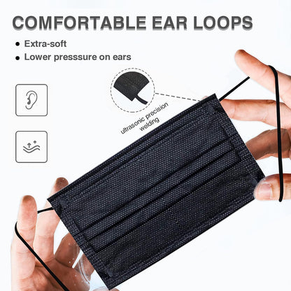 100 Pieces Black Disposable Face Masks