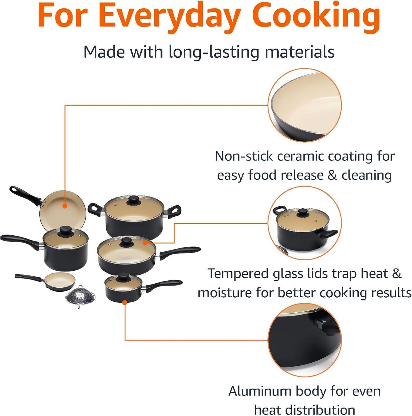 11-Piece Ceramic Non-Stick Pots and Pans Set